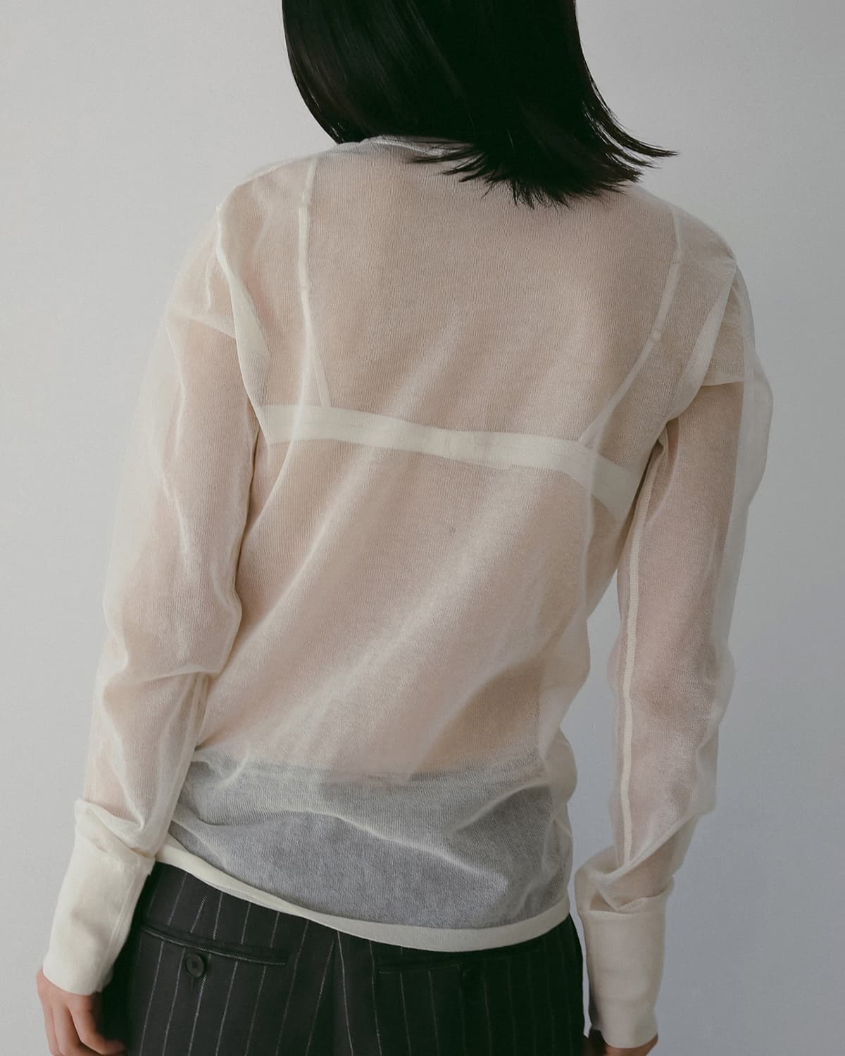 anuke アンヌーク シアー ヘンリー ニット 長袖 Sheer Henly Knit