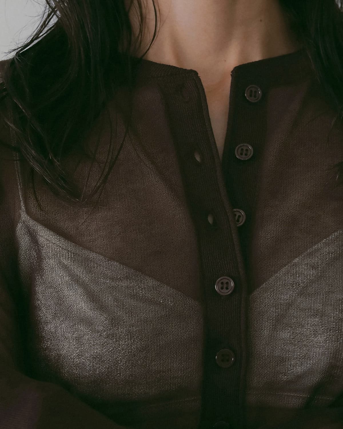 anuke アンヌーク シアー ヘンリー ニット 長袖 Sheer Henly Knit