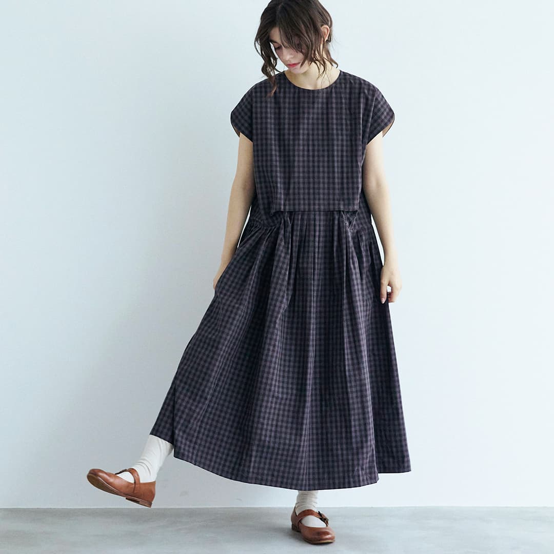 MAGALI マガリ ウォッシュドコットン ラウンドスリーブ ワンピース