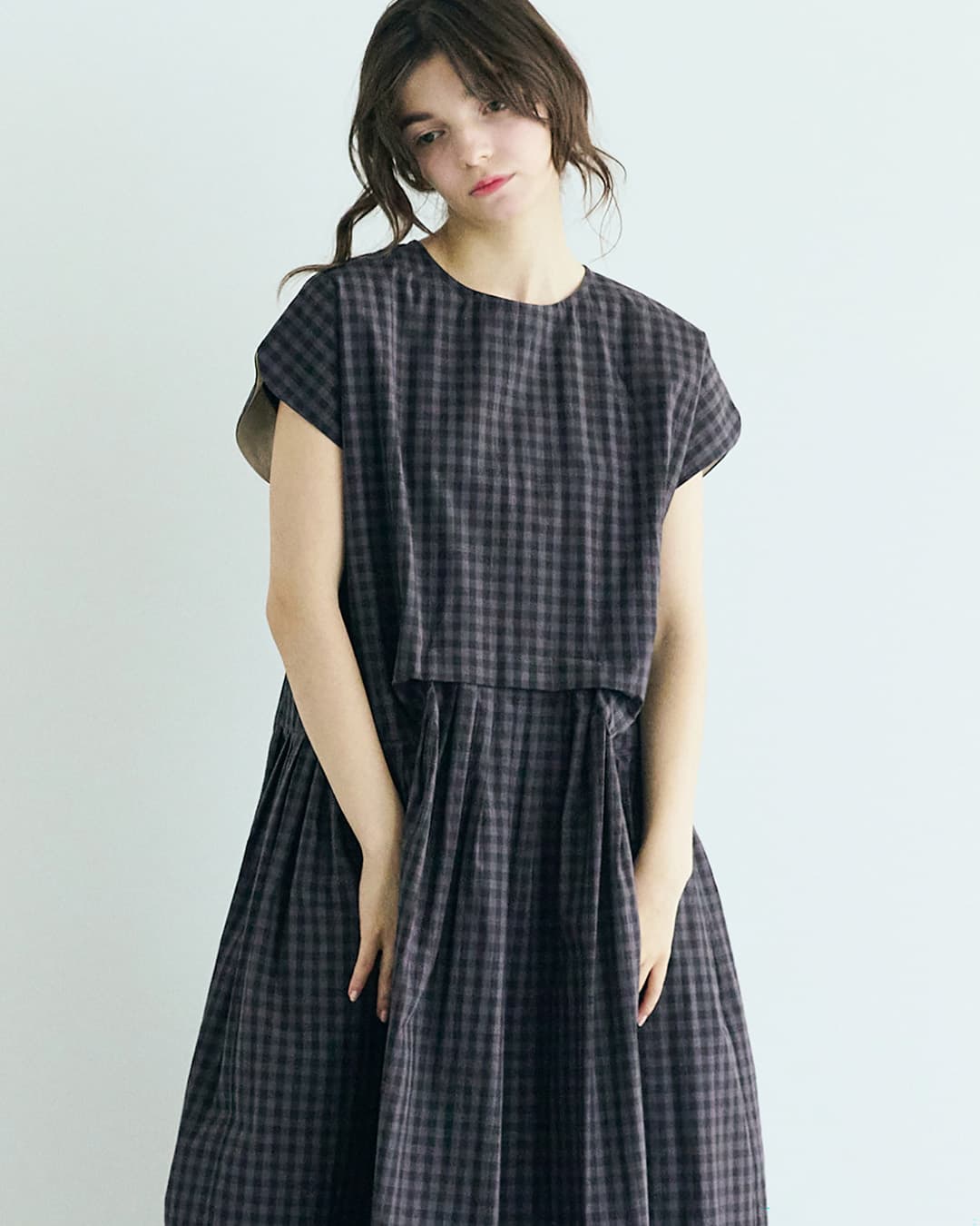 MAGALI マガリ ウォッシュドコットン ラウンドスリーブ ワンピース
