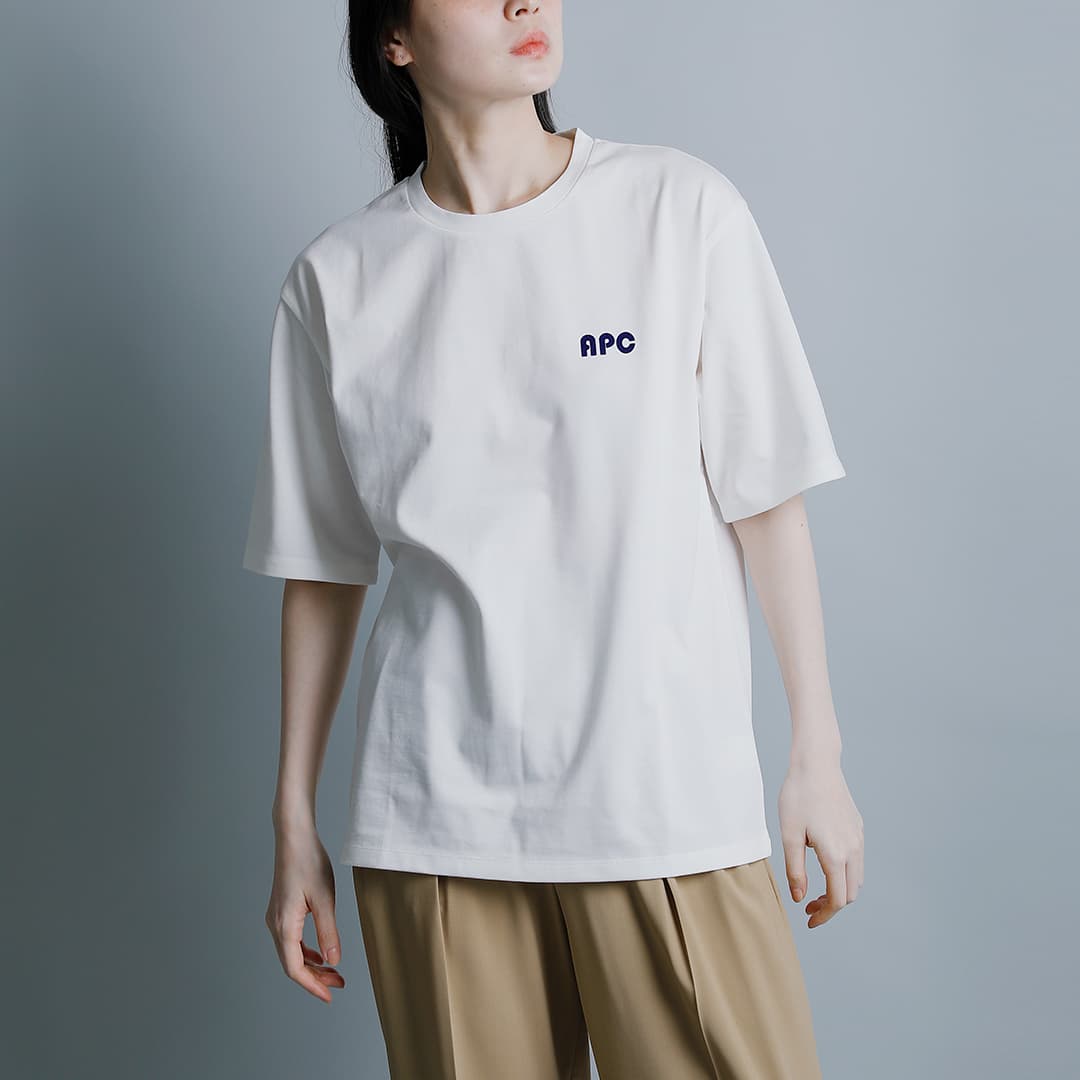A.P.C. アー ペー セー 天竺 バイカラー ロゴ 半袖Tシャツ 25082-1