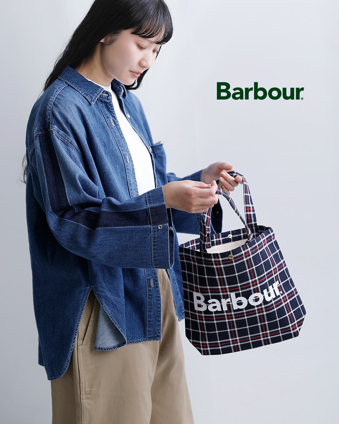 Barbour バブアー ミニ テルフィールド タータンチェック トートバッグ
