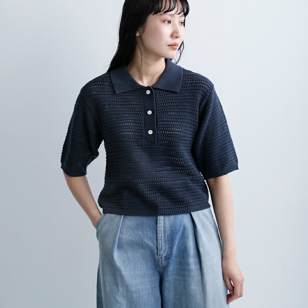 Healthknit ヘルスニット コットン ポロカラー 半袖 ニット プル