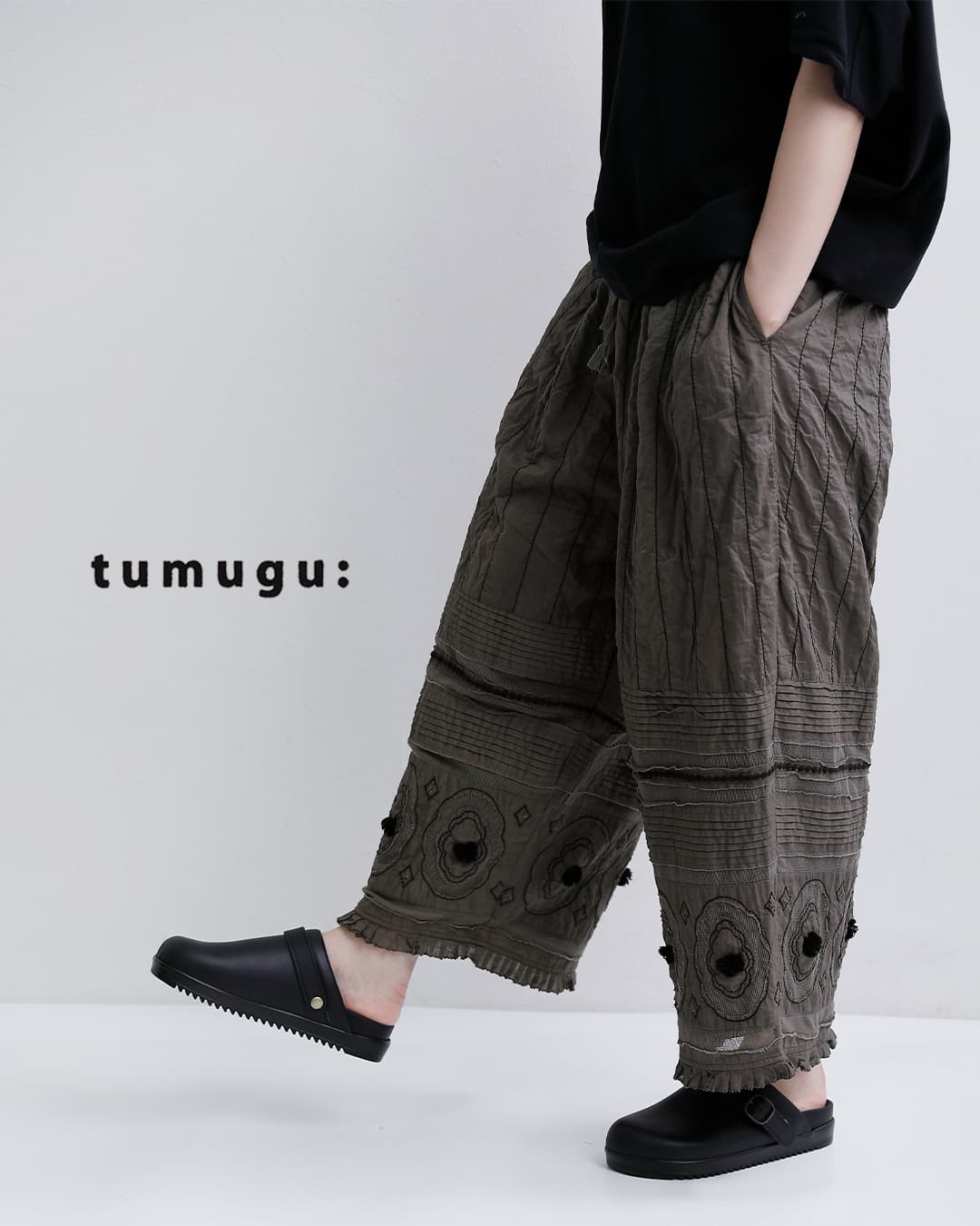 tumugu ツムグ キャンブリック コットンメッシュ パンツ tb26119 tumugu ツムグ キャンブリック コットンメッシュ パンツ tb26119