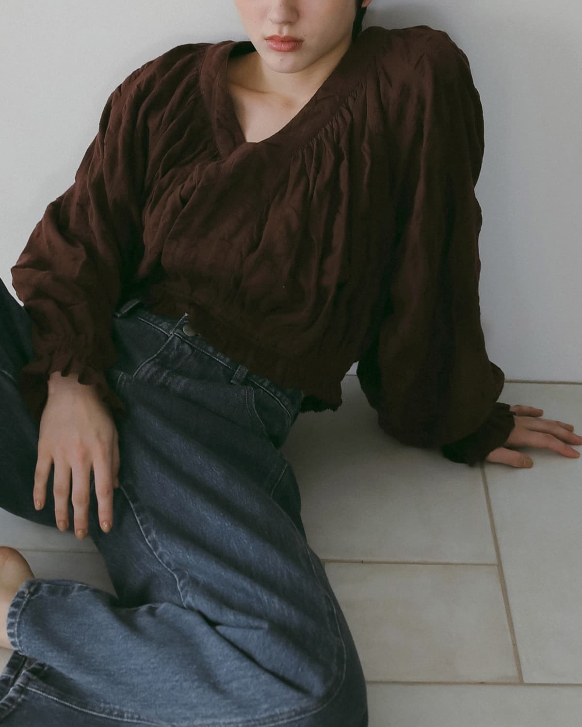 anuke アンヌーク ギャザー ボリューム ブラウス Gather Volume Blouse