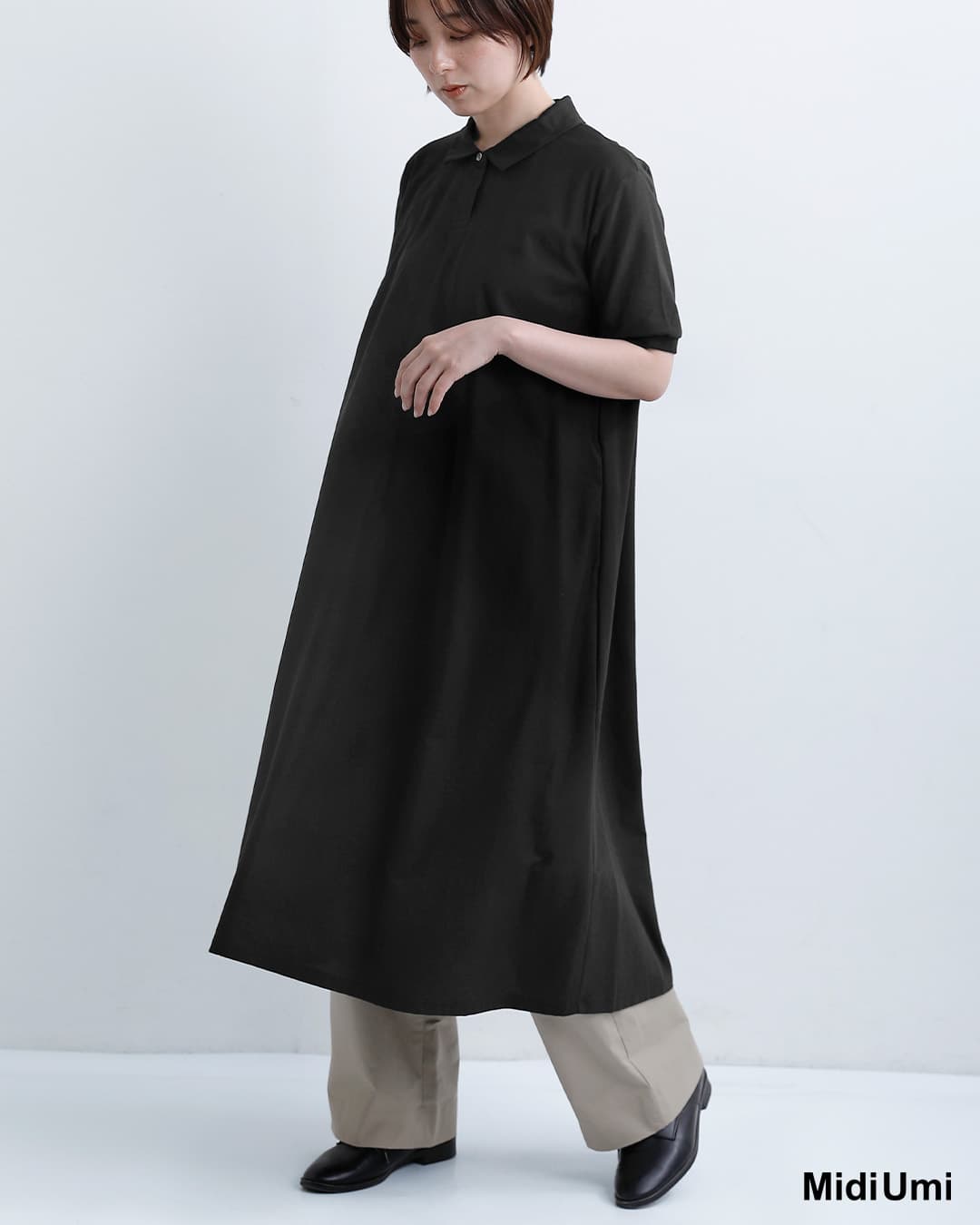 30%OFF】MidiUmi ミディウミ コットン ポロ フレアワンピース 1