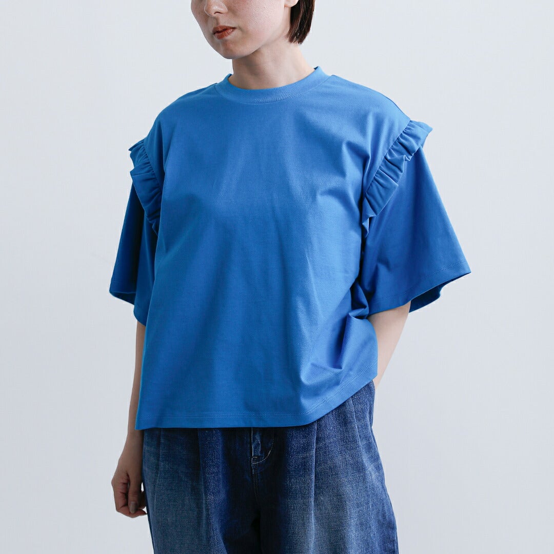 euphoric' ユーフォリック コットン ジャージー フリル Tシャツ “Frill
