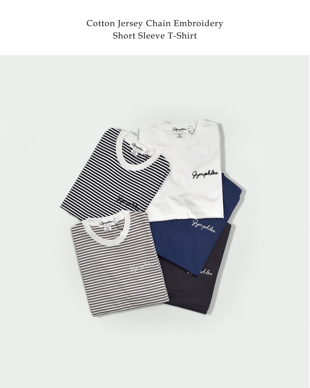 Gymphlex ジムフレックス コットン天竺 チェーン刺繍 半袖Tシャツ gy