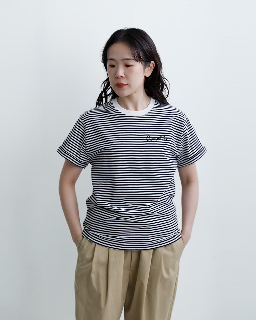 Gymphlex ジムフレックス コットン天竺 チェーン刺繍 半袖Tシャツ gy