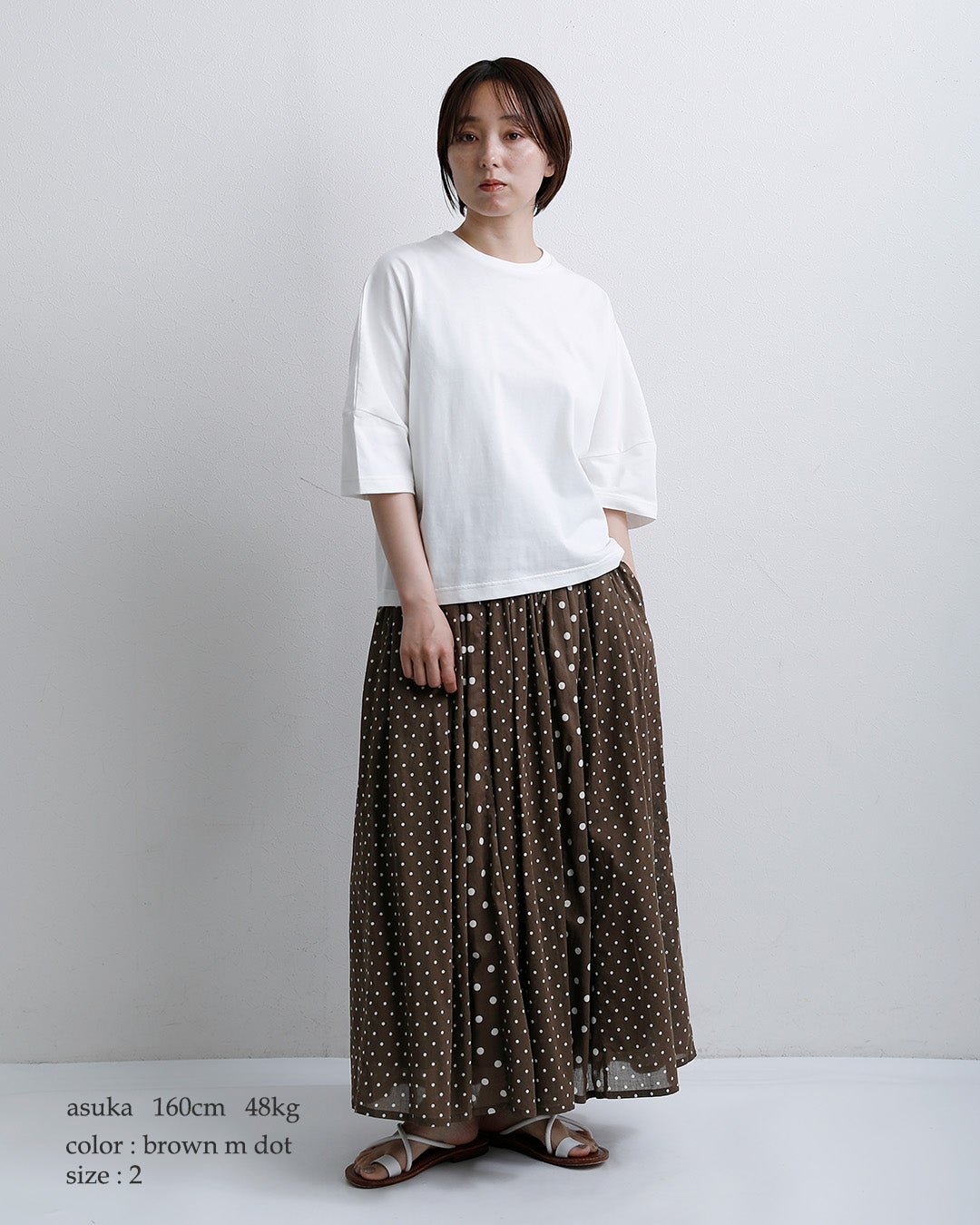 Plantation コットン ギャザー ロングスカート SOIL ソイル コットンボイル ドットプリント パッチワーク ギャザー