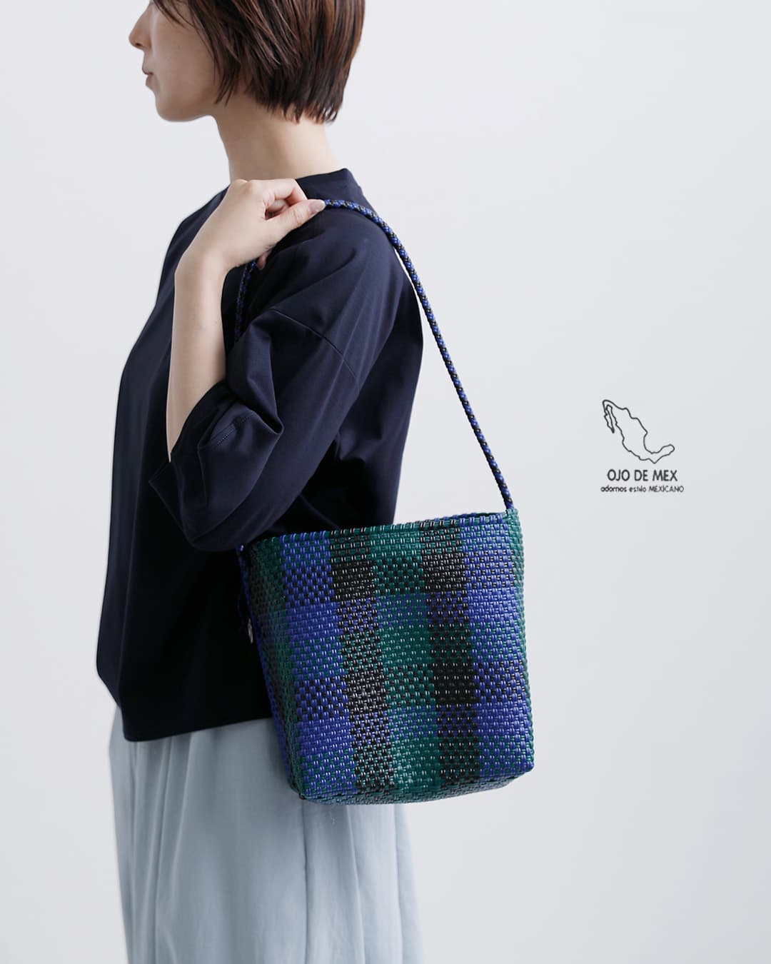 3こ1】【20%OFF】OJO DE MEX オホ デ メックス チェック カゴ トート