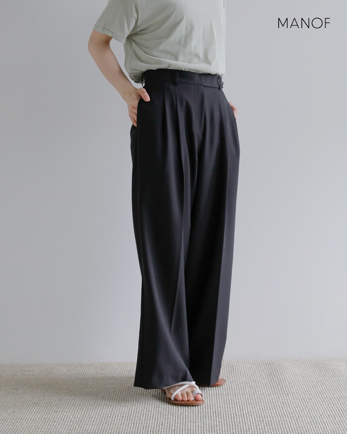 MANOF マノフ タック ワイド パンツ 80110-7103 2026ss新作 レディース
