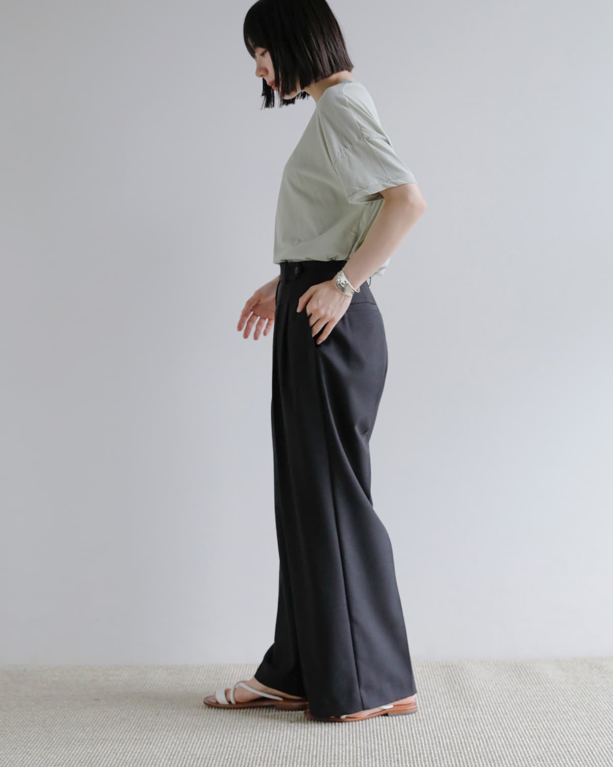 MANOF マノフ タック ワイド パンツ 80110-7103 2026ss新作 レディース