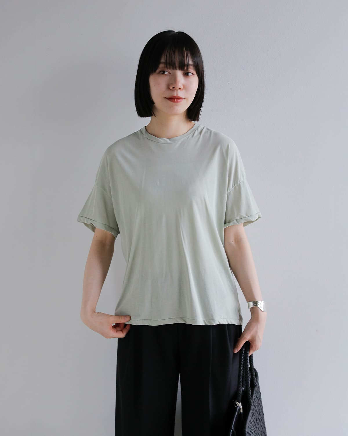 【ANAYI 2026】 コードレースカットソー 半袖 36 白 美品 現行品 3こ1】【30%OFF】GREYCHORD グレーコード コットン クルーネック 半袖