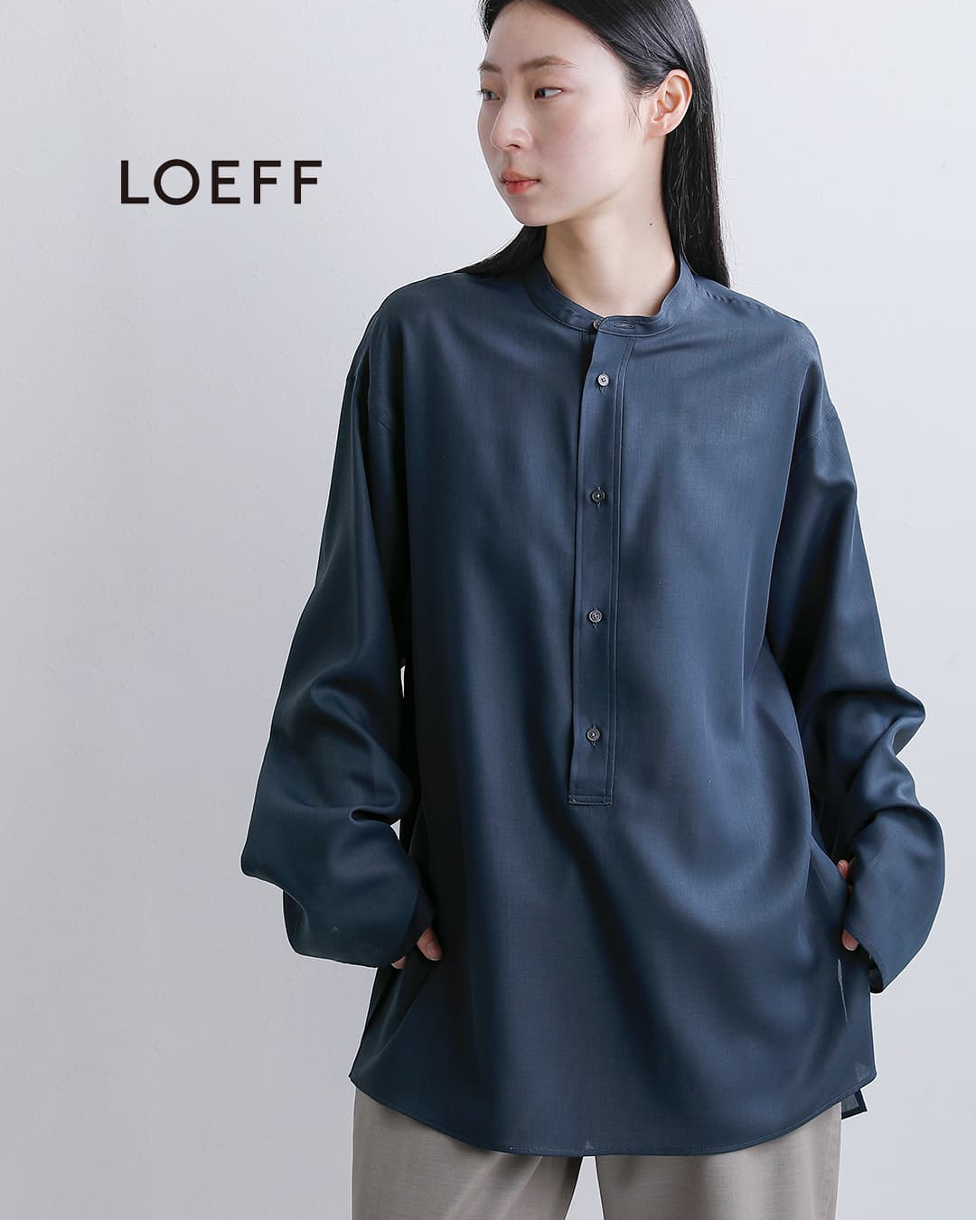 LOEFF ロエフ ヘンリーネック ロングスリーブ シャツ 8811-2-000006