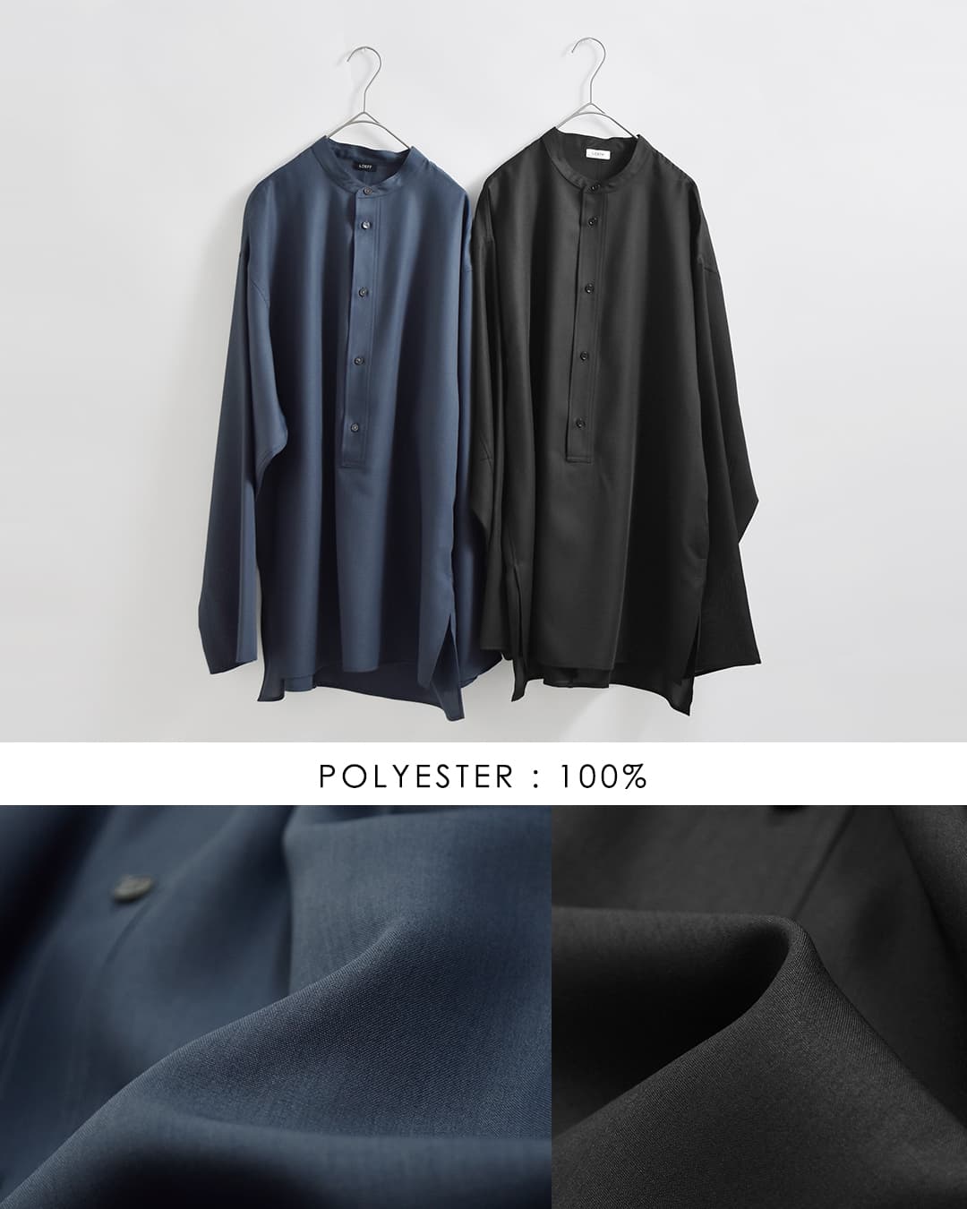 30%OFF】LOEFF ロエフ ヘンリーネック ロングスリーブ シャツ 8811-2