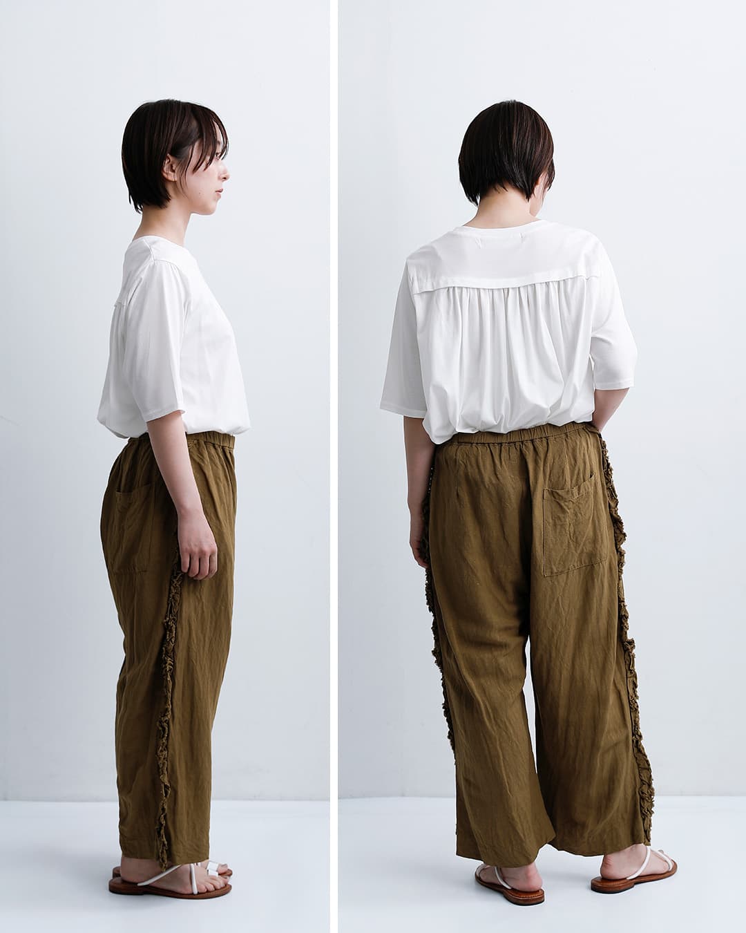 Gauze# ガーゼ リネンビスコース ビビアン パンツ LINEN VISCOSE