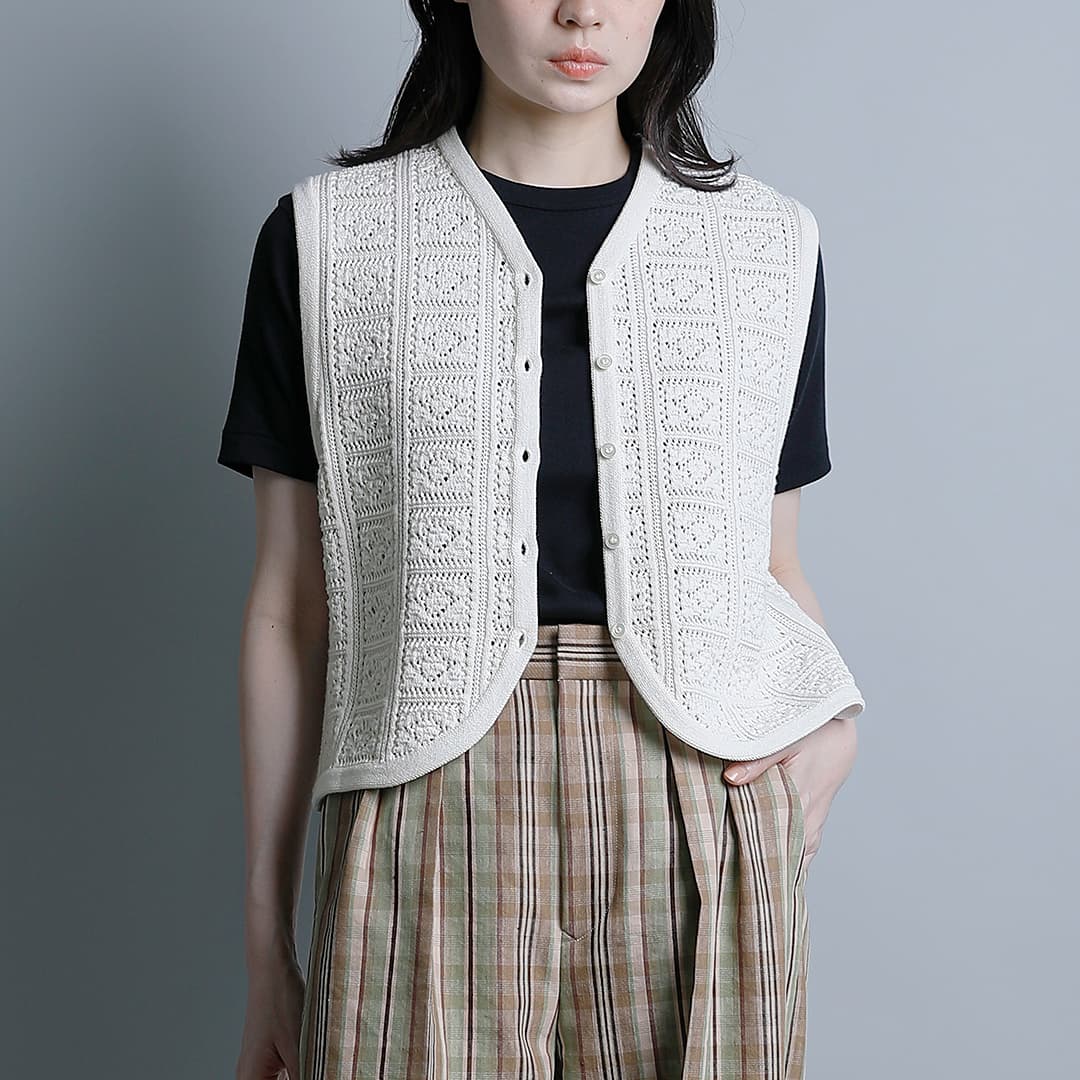 BATONER バトナー グラッシーレース オープン ベスト “GRASSY LACE