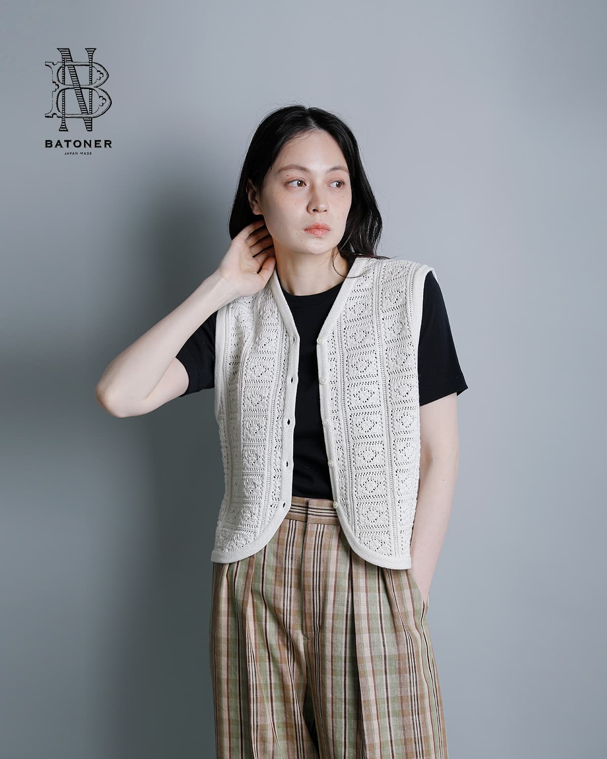 3こ1】【30%OFF】BATONER バトナー グラッシーレース オープン ベスト