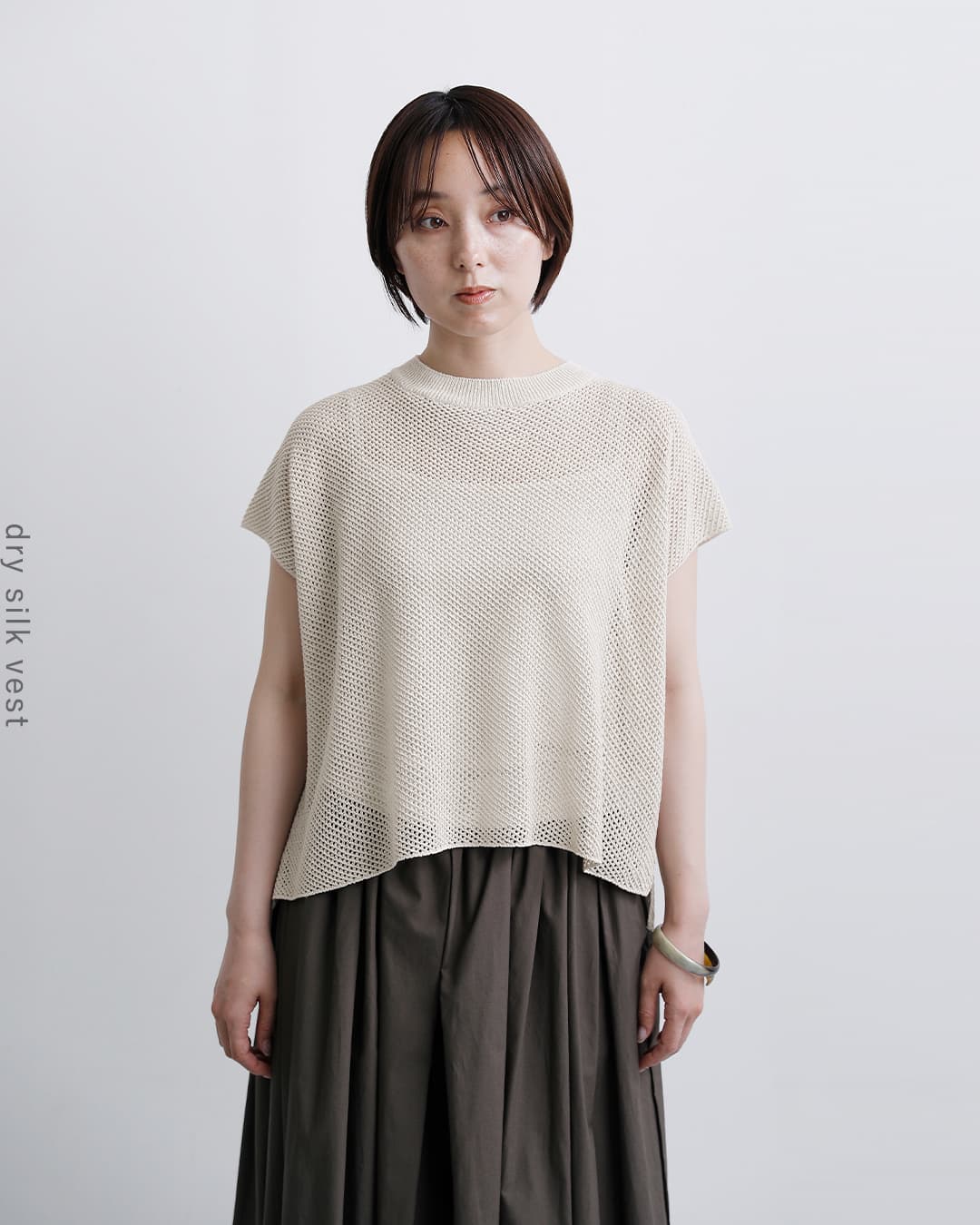 evam eva エヴァムエヴァ ドライ シルク ベスト e261k185 レディース