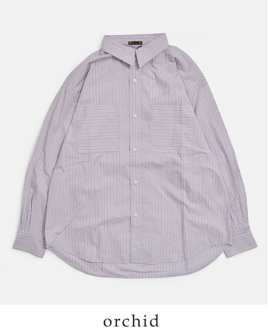 40%OFF】kha:ki カーキ コットン ストライプ 2WAY ワイド シャツ 2WAY