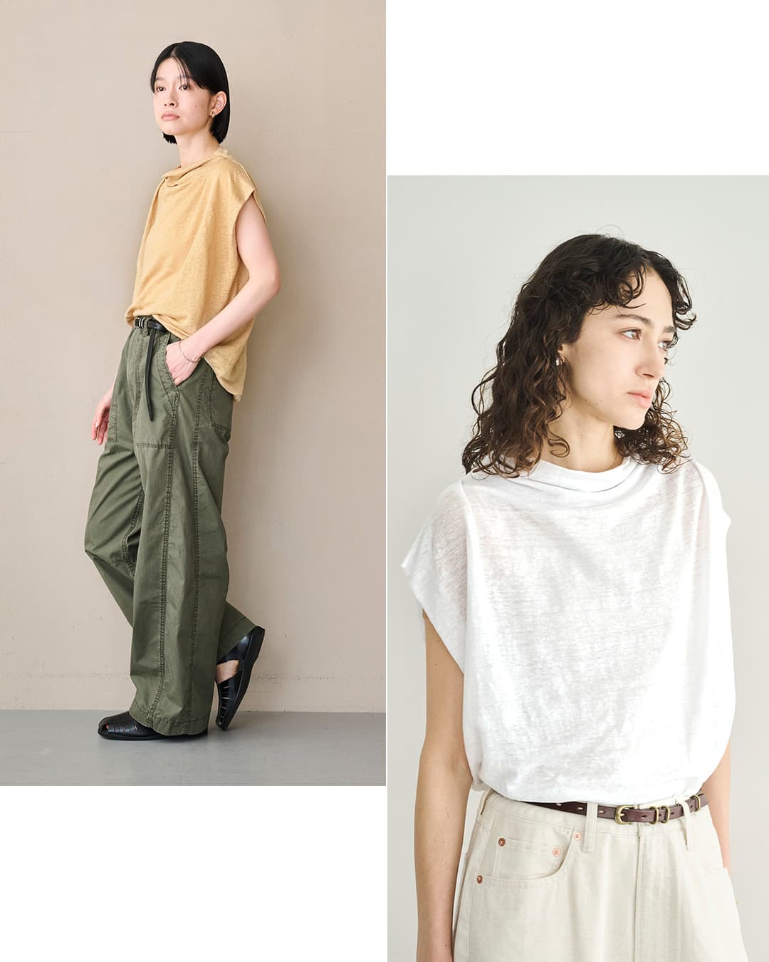 kha:ki カーキ リネン ドレープ ネック プルオーバー LINEN DRAPE NECK