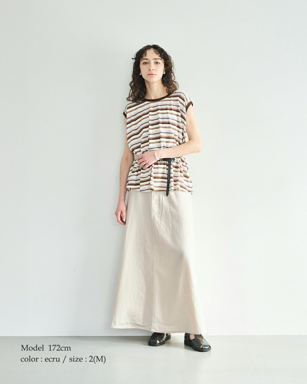 30%OFF】kha:ki カーキ 8oz 綿麻 デニム フレア ロングスカート FLARED