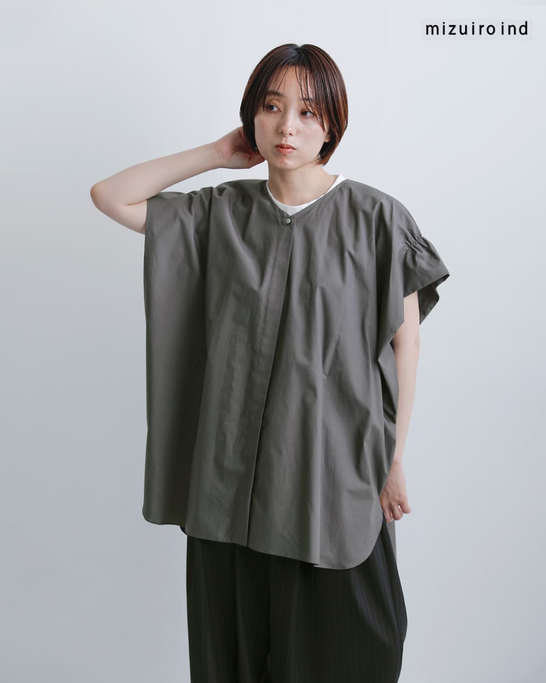 mizuiro ind ミズイロインド コットン Vネック ワイド チュニック