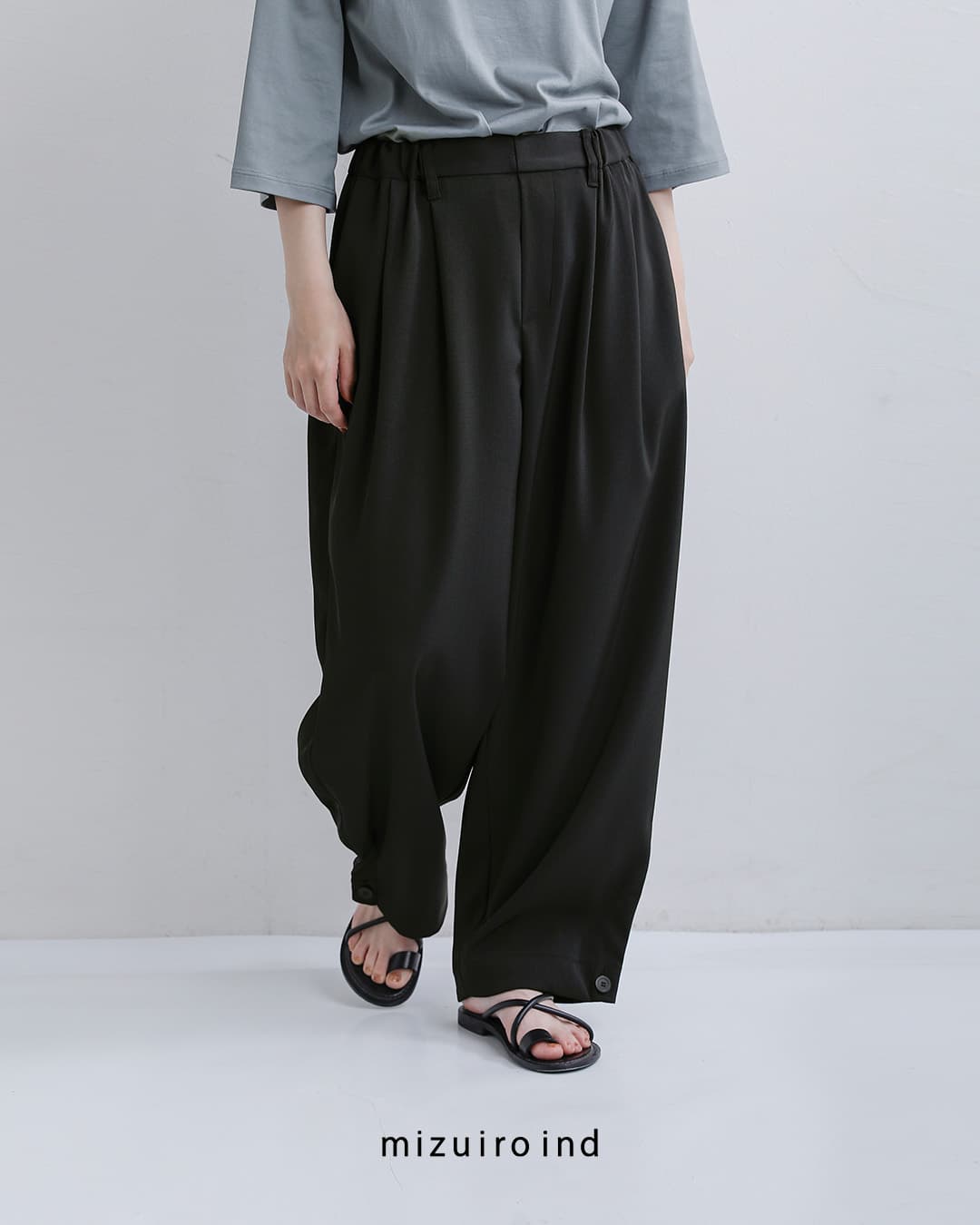 30%OFF】mizuiro ind ミズイロインド タック ヘム コクーン パンツ 2