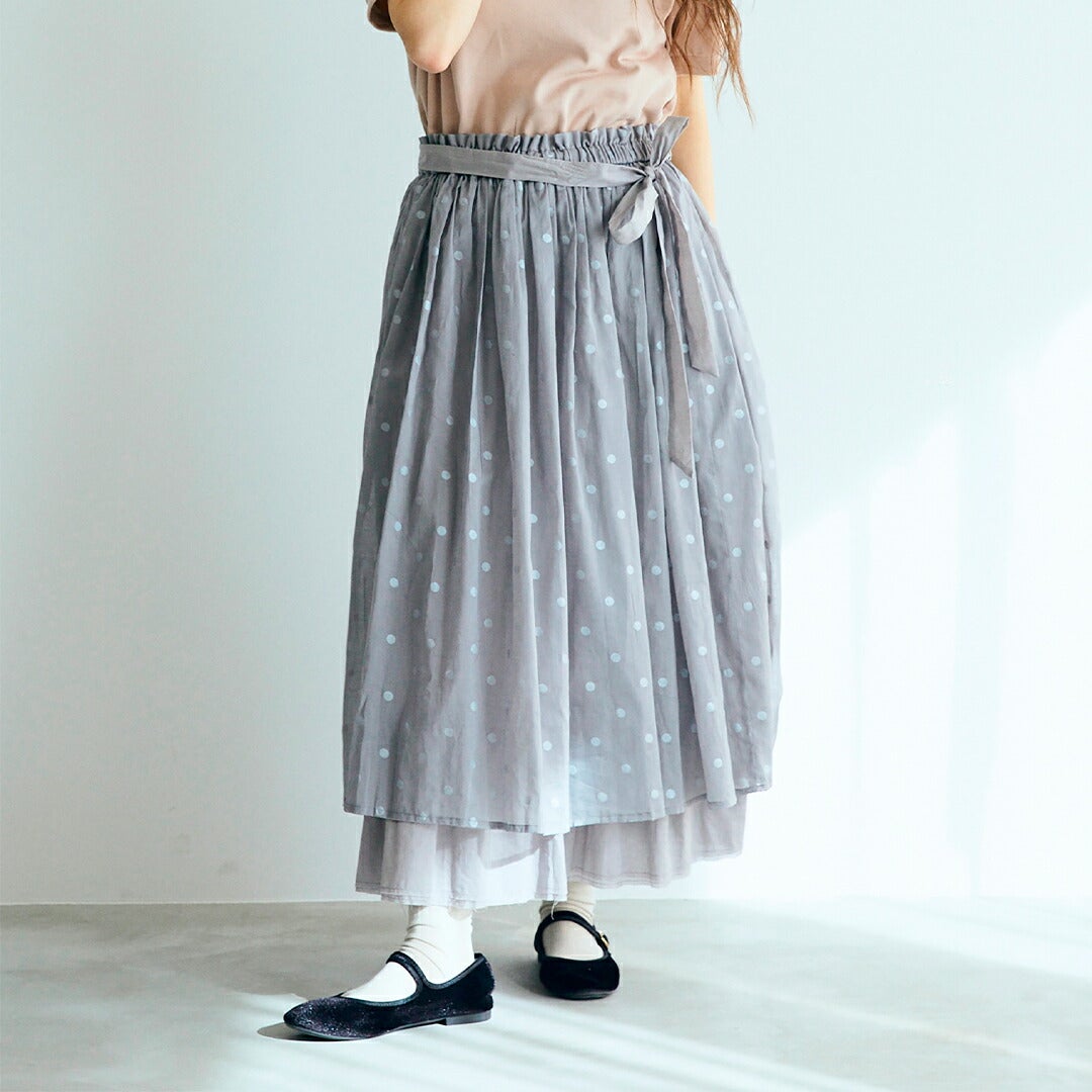 MAGALI 　 硫化染めコットン・ギャザースカート／アイボリー　新品 MAGALI マガリ ポワンダルジャンコットン ギャザー スカート sk83