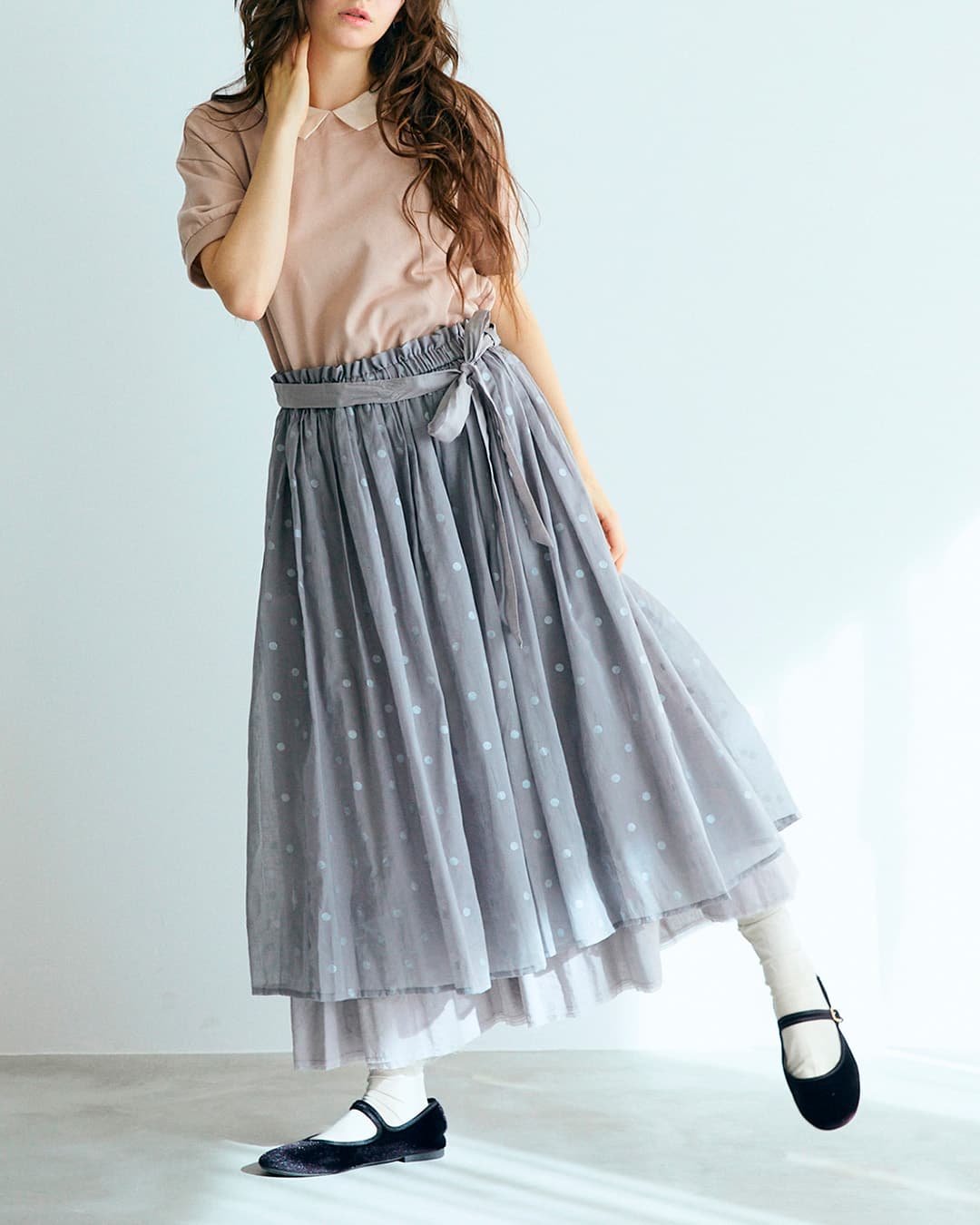 MAGALI マガリ ポワンダルジャンコットン ギャザー スカート sk83