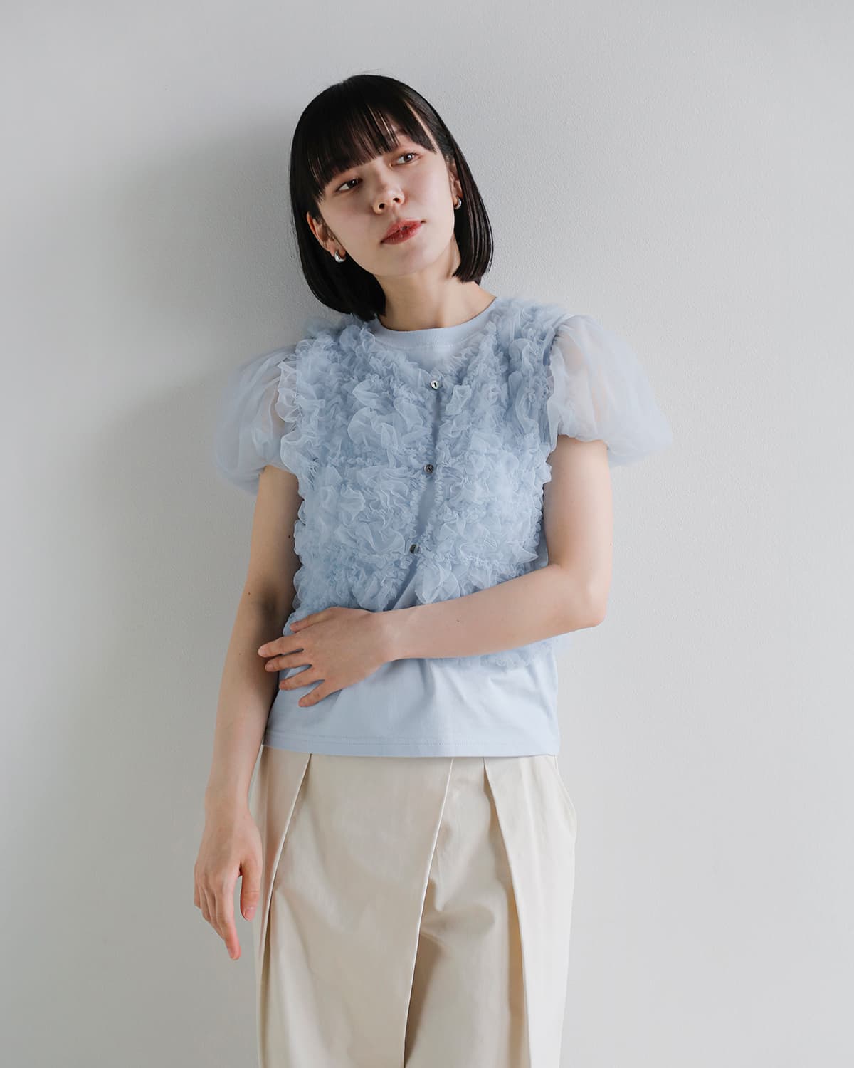 20%OFF】CLANE クラネ チュール ベスト レイヤード トップス 10105