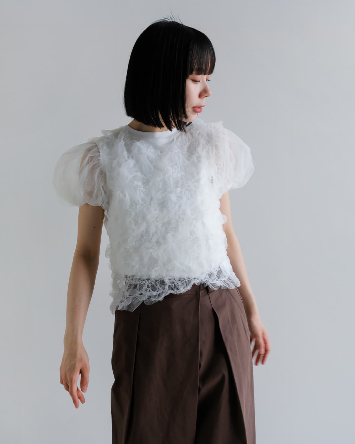 20%OFF】CLANE クラネ チュール ベスト レイヤード トップス 10105