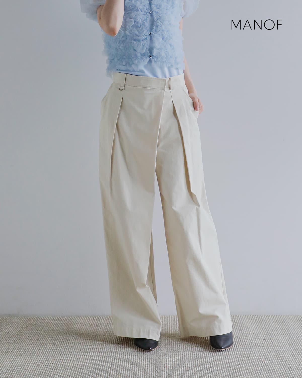 30%OFF】MANOF マノフ ラップ ワイド パンツ 80110-7133 2026ss新作