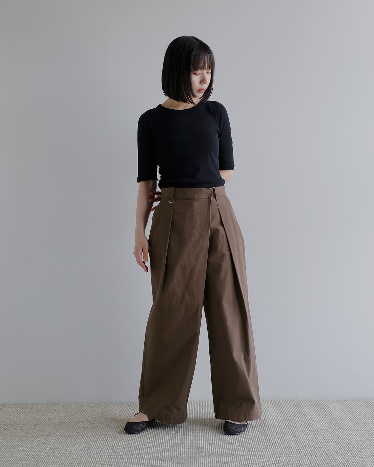 MANOF マノフ ラップ ワイド パンツ 80110-7133 2026ss新作 レディース