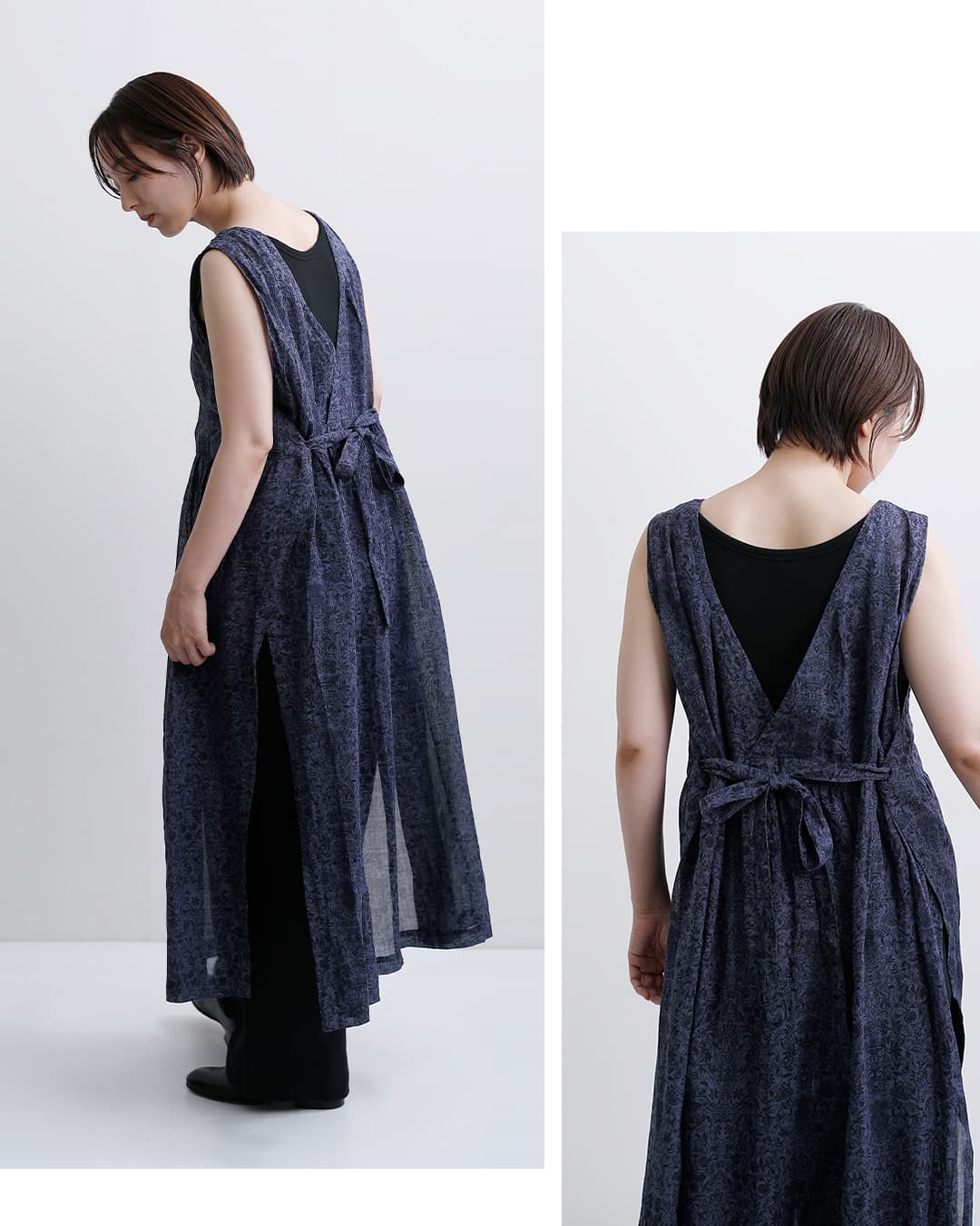 Vlas Blomme ヴラスブラム ダマスクプリント 2way ノースリーブドレス