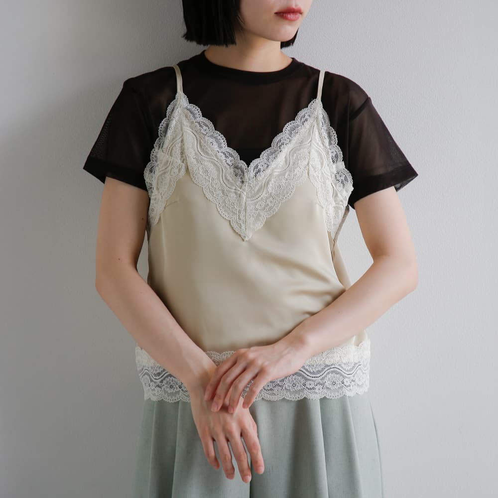 anuke アンヌーク サテンレース キャミソール Satin Lace Camisole