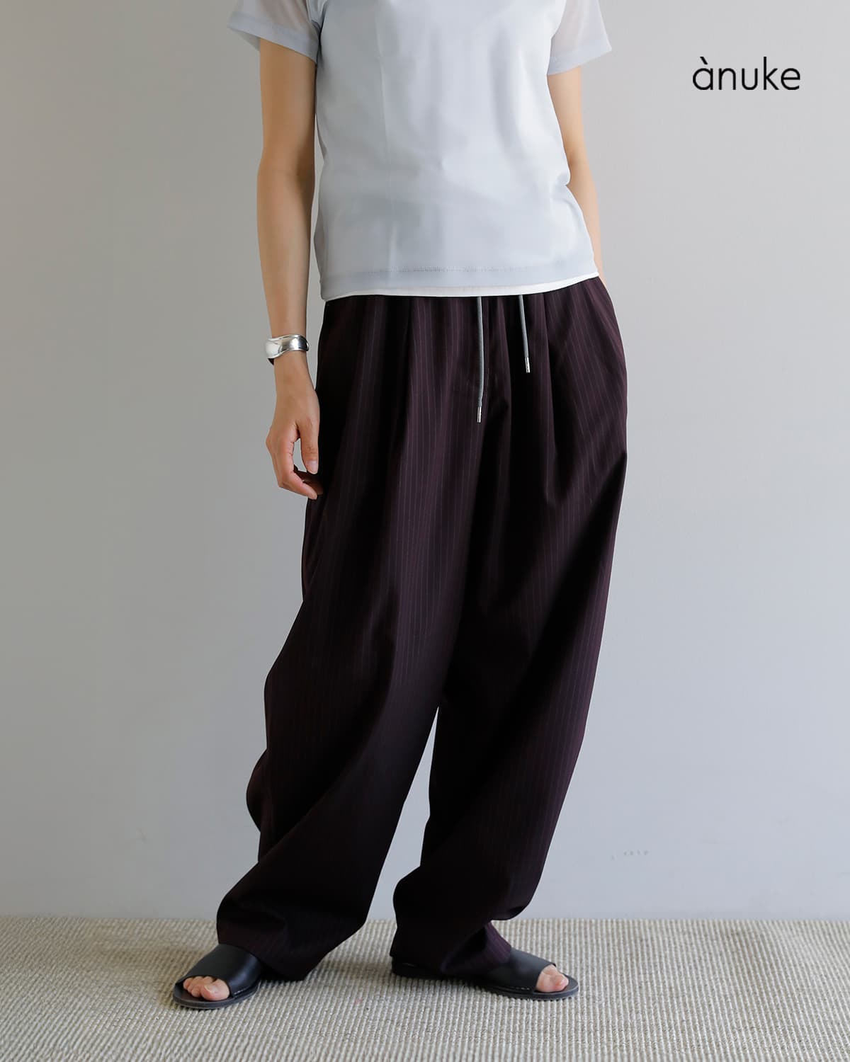 anuke アンヌーク バイカラー ストライプ パンツ Bicolor Stripe Pants