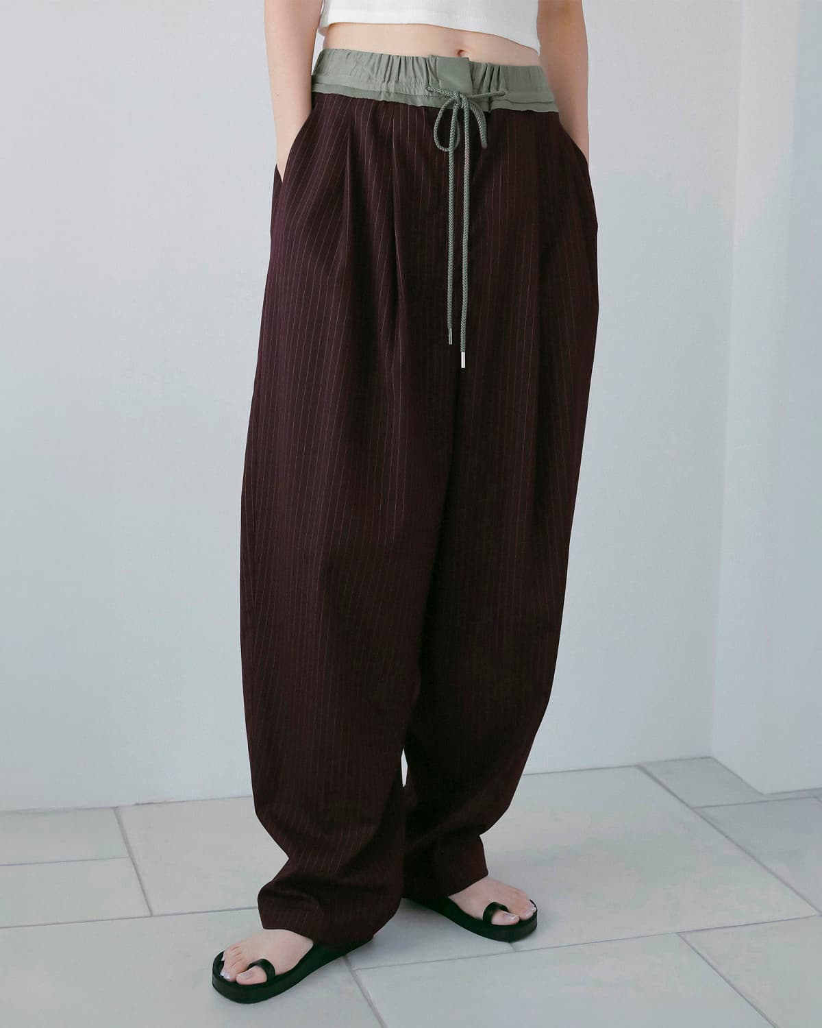 anuke アンヌーク バイカラー ストライプ パンツ Bicolor Stripe Pants
