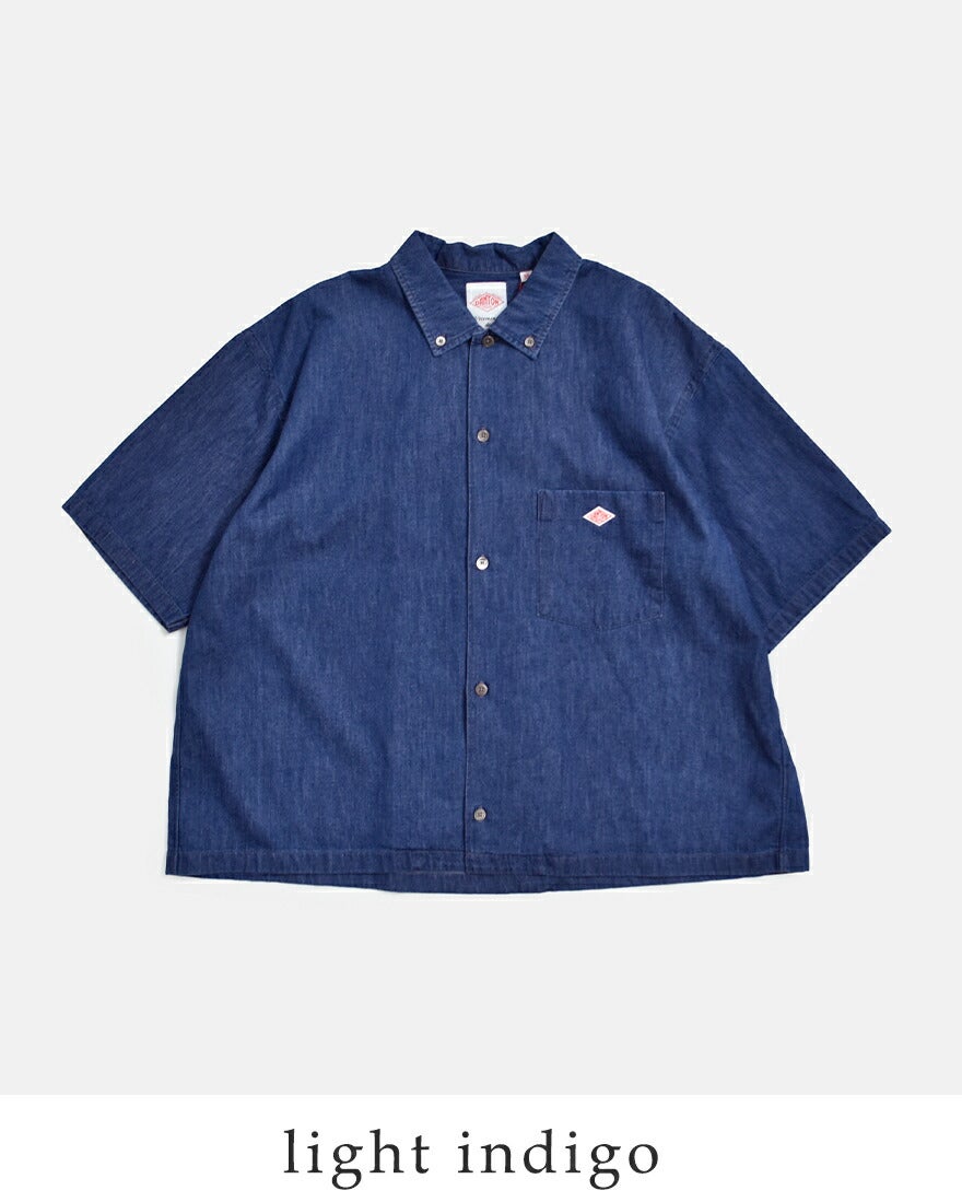 DANTON ダントン 6oz インディゴ ダンガリー ボタンダウン 半袖 シャツ