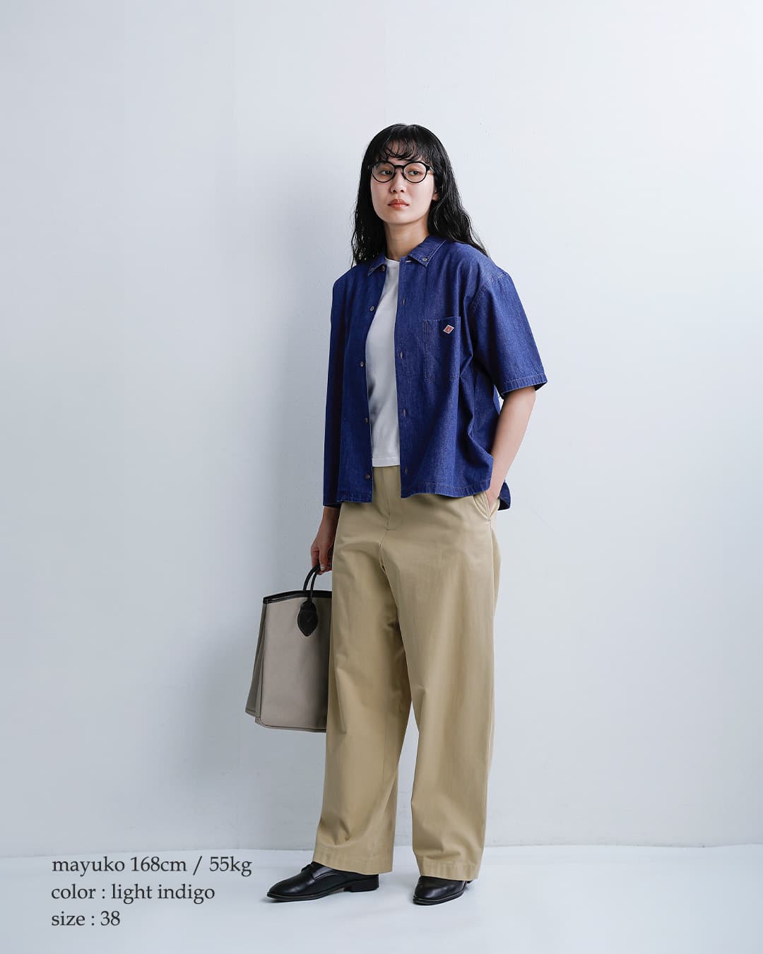 DANTON ダントン 6oz インディゴ ダンガリー ボタンダウン 半袖 シャツ