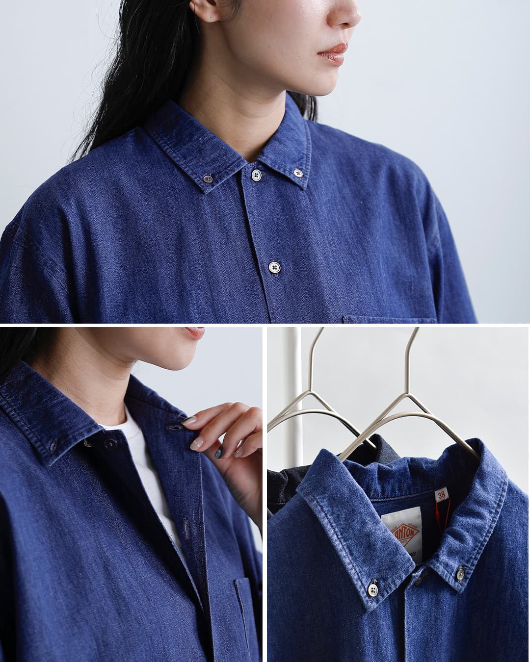 DANTON ダントン 6oz インディゴ ダンガリー ボタンダウン 半袖 シャツ
