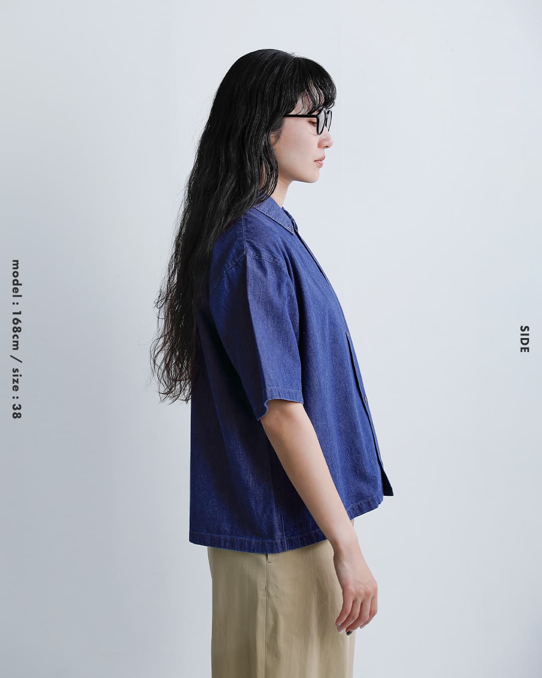 DANTON ダントン 6oz インディゴ ダンガリー ボタンダウン 半袖 シャツ