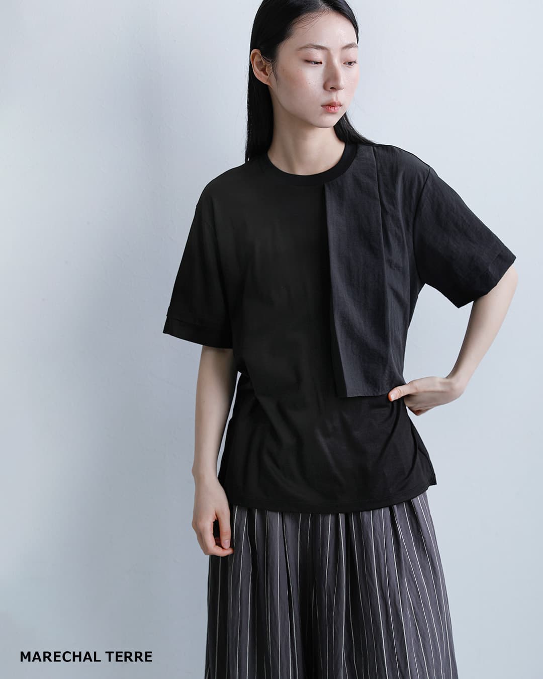 MARECHAL TERRE マルシャルテル 接触冷感 異素材コンビネーション T