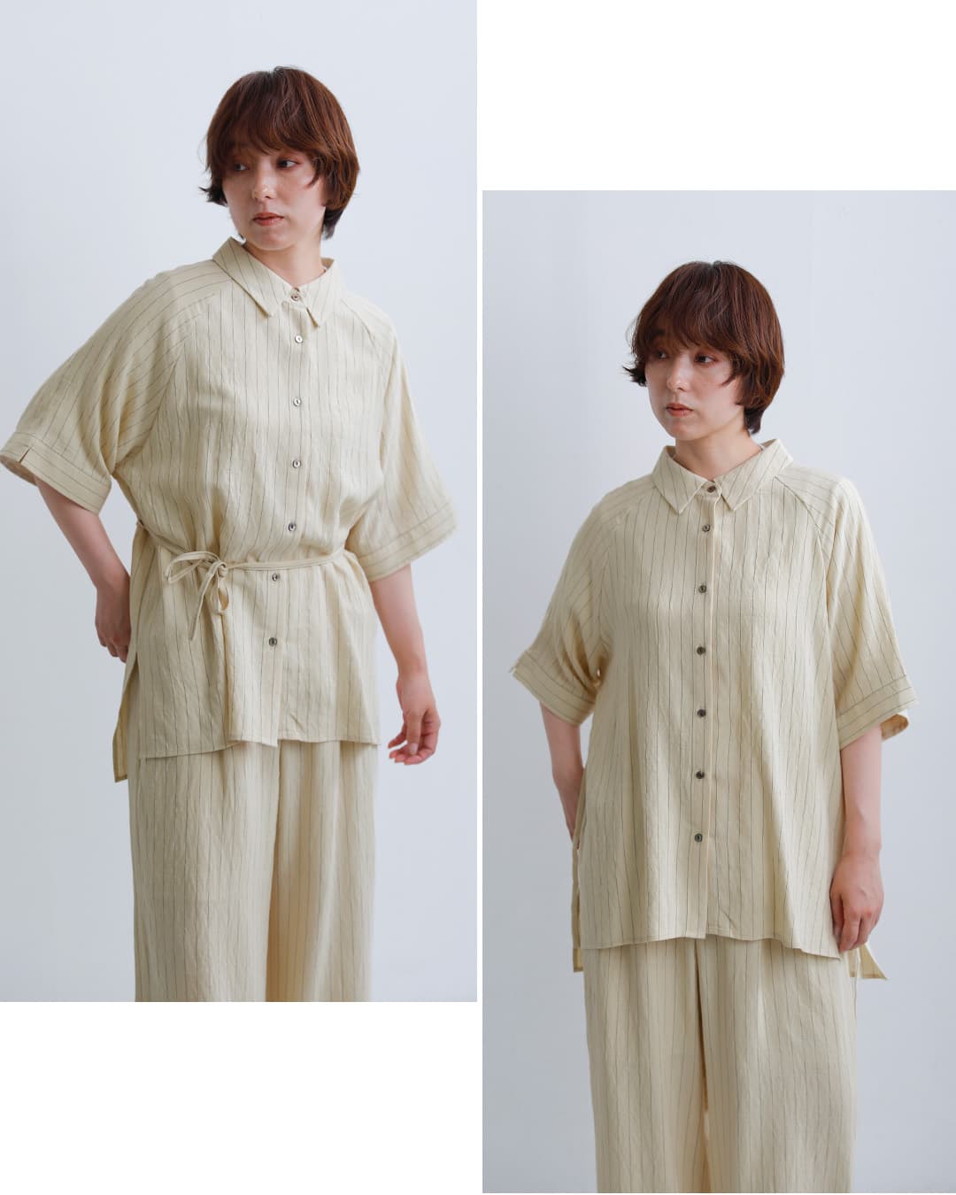 30%OFF】[NEW]kelen ケレン リネン混 ピンストライプ ラグランスリーブ