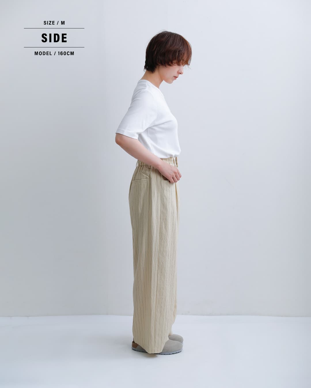 NEW]kelen ケレン リネン混 ピンストライプ スラックス パンツ NORA