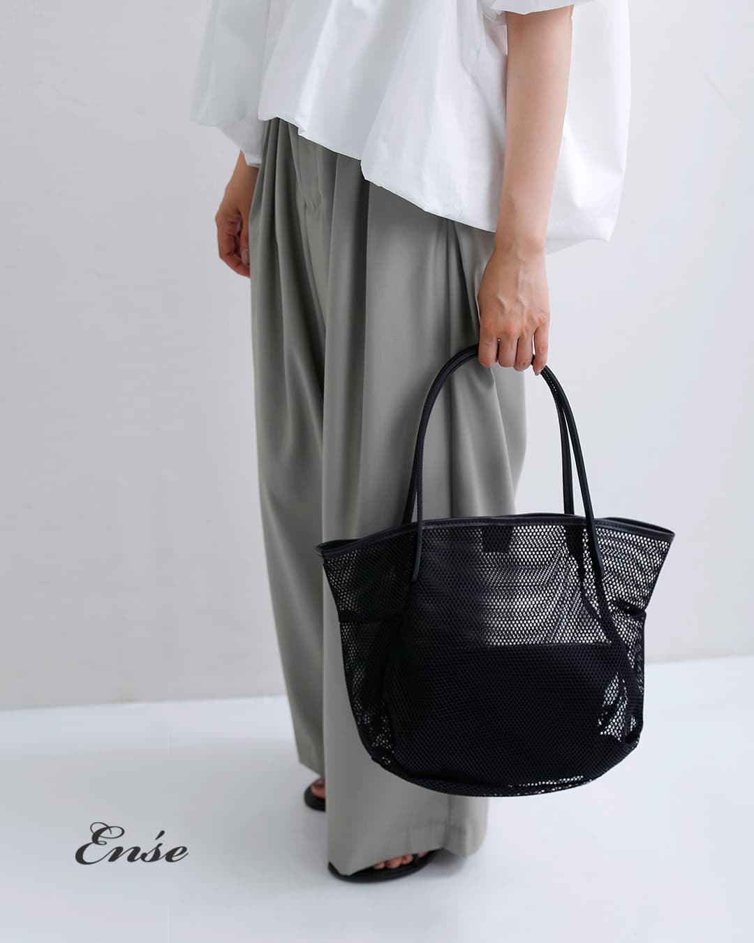 30%OFF】[NEW]Ense アンサ ナイロンステアレザーメッシュ トートバッグ