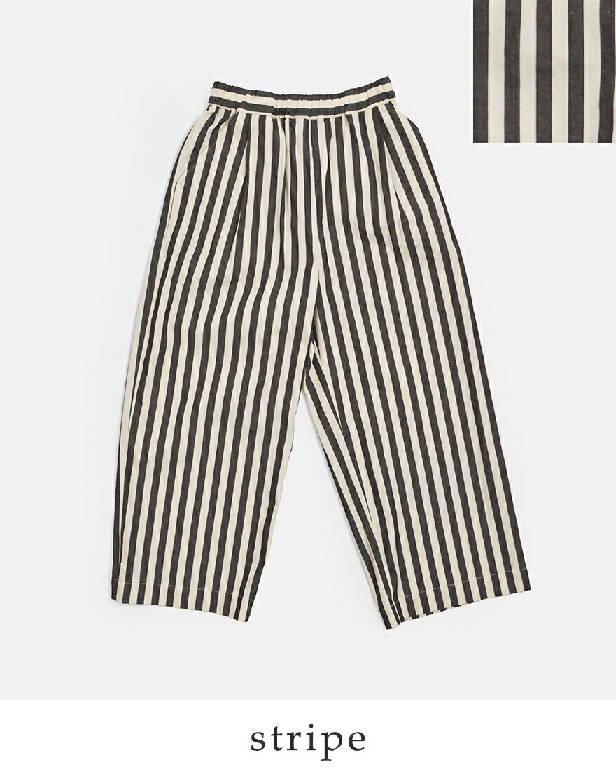 NEW]MANON マノン コットン リネン ストライプ イージーパンツ STRIPE