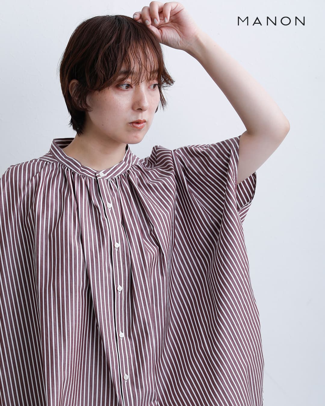 20%OFF】[NEW]MANON マノン ストライプ フレンチスリーブ ビッグ