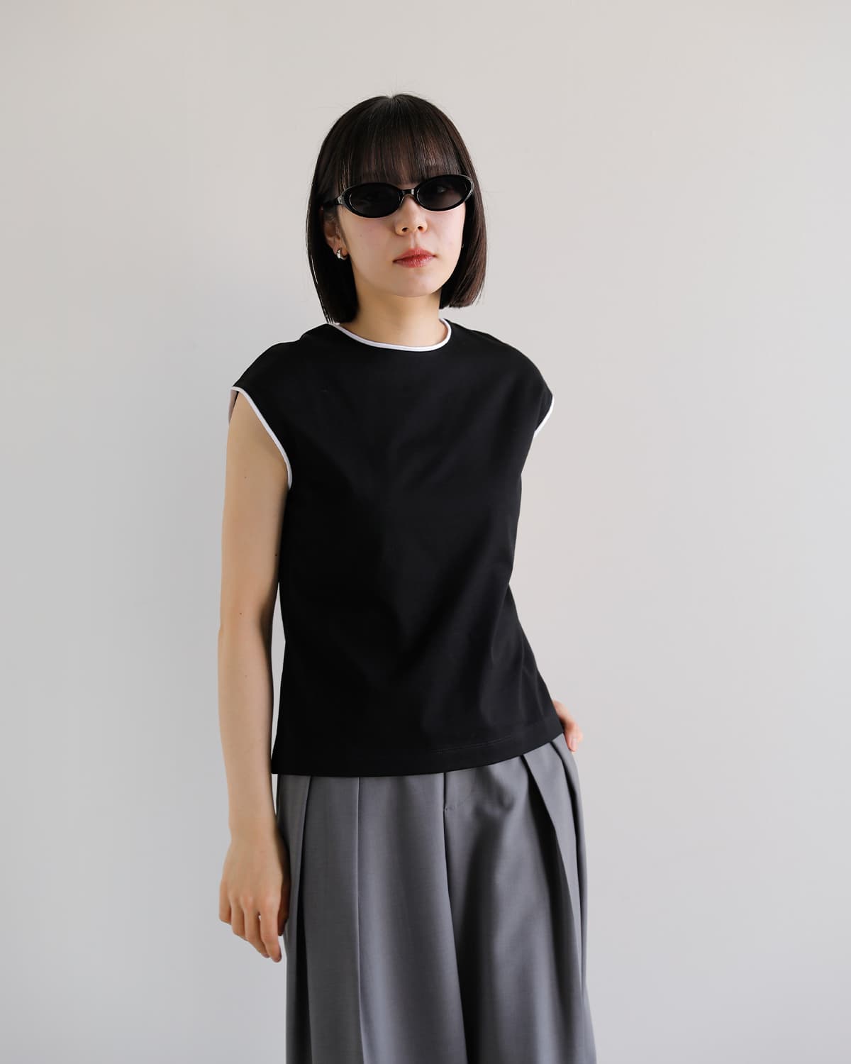 NEW] MANOF マノフ カラー スキームライン カット トップス 80105-1173